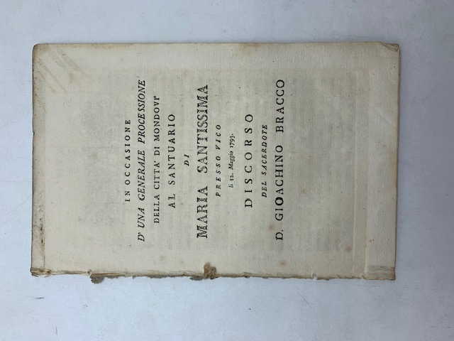 In occasione d'una generale processione della città di Mondovì al Santuario di Maria Santissima presso Vico